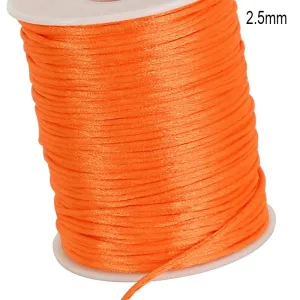 10 Meter Pack' Size About 2.5~3mm , This Silk cords known as Rat Tail Beading Cords Orange Color