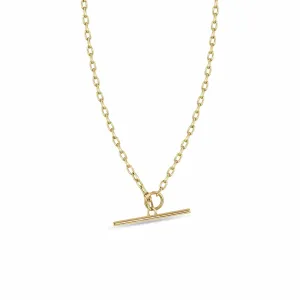 14k Small Square Oval Link Chain Toggle Necklace