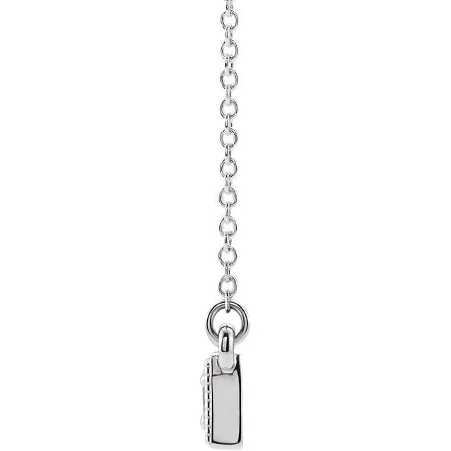 14KT GOLD 0.30 CTW ROUND AQUAMARINE 3 STONE BAR NECKLACE