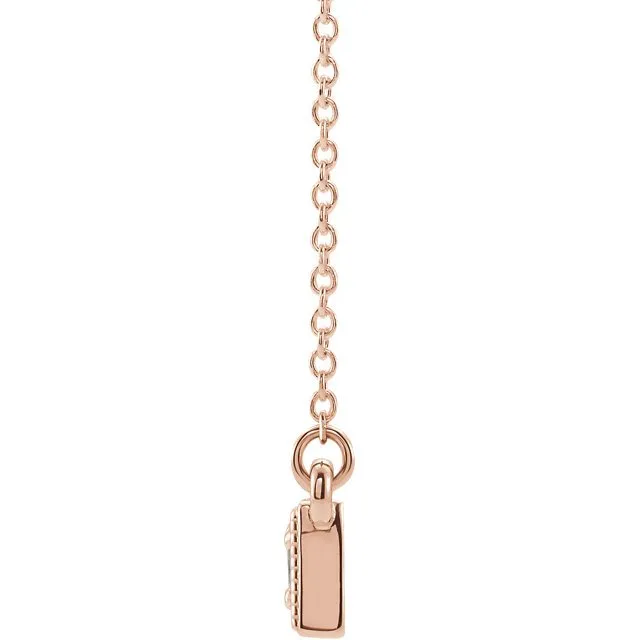 14KT GOLD 0.30 CTW ROUND AQUAMARINE 3 STONE BAR NECKLACE