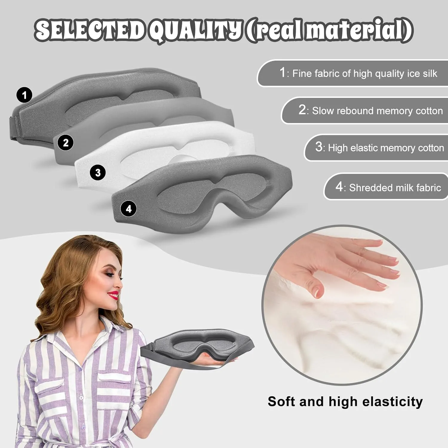 3D Advanced Eye Mask for SleepingUltra Delicate Soft Skin Friendly Eye mask100% Blackout Sleep Eye Mask for Sleep, Eyelash Extension Sleep mask