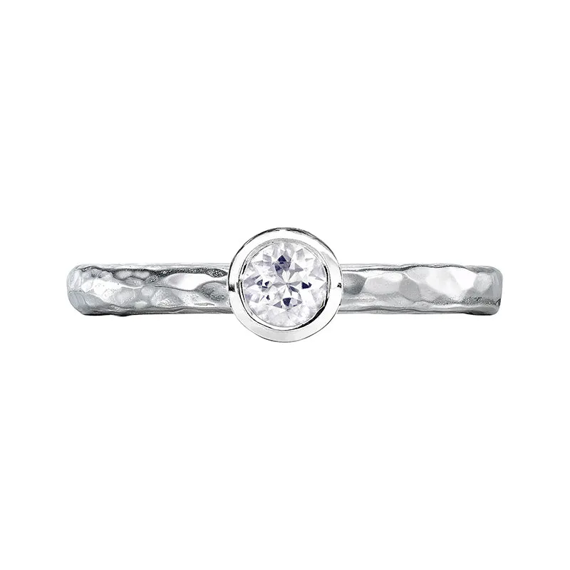 4mm White Topaz Hammered Twinkle Ring