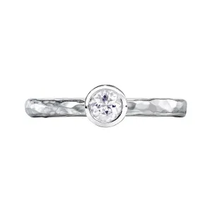 4mm White Topaz Hammered Twinkle Ring