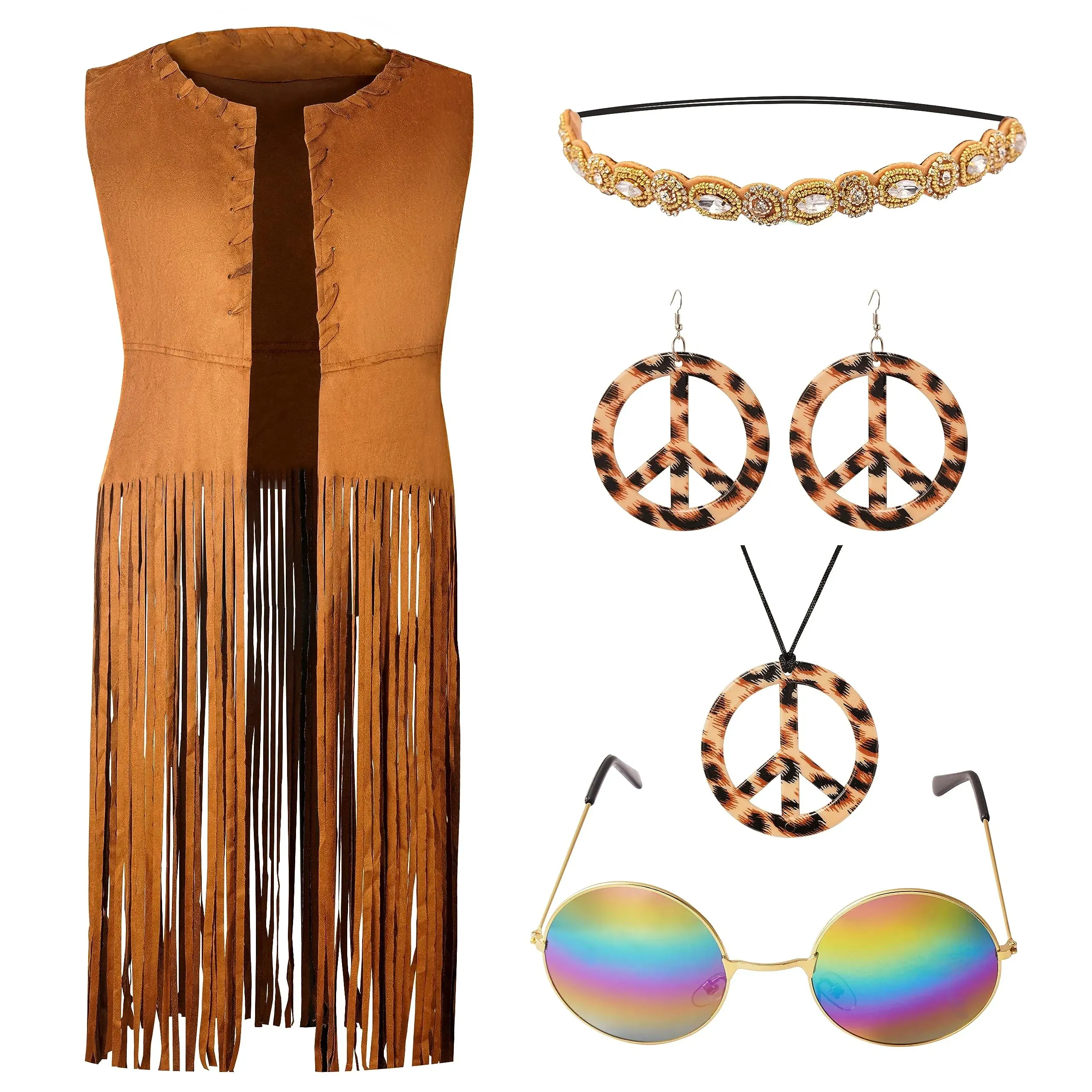 60s 70s Outfits for Women Hippie Costume Set