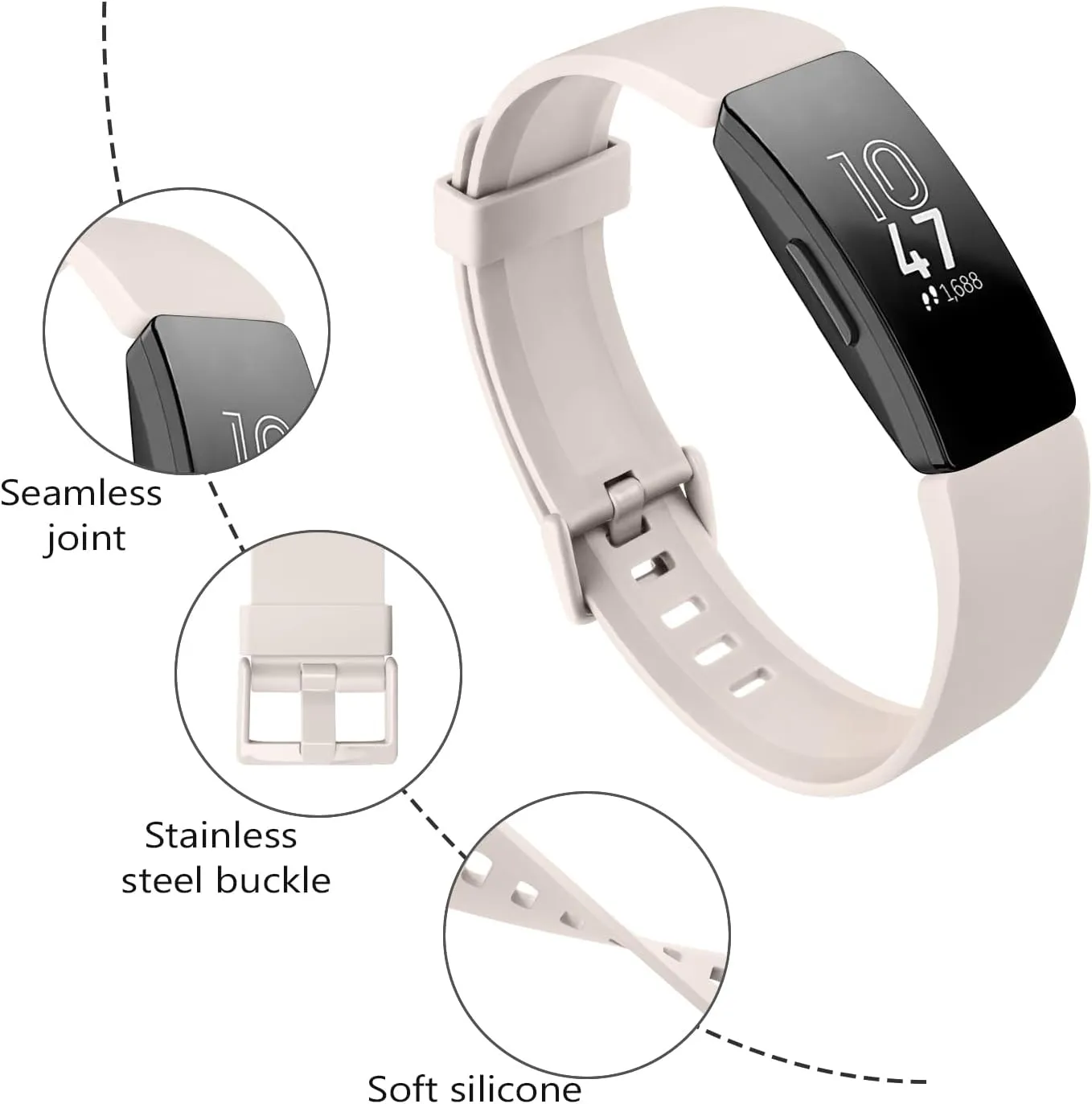 AK Soft TPU Wristbands - Compatible with Fitbit Inspire 2 & HR Bands, Sports Waterproof Straps for Fitbit Fitness Trackers