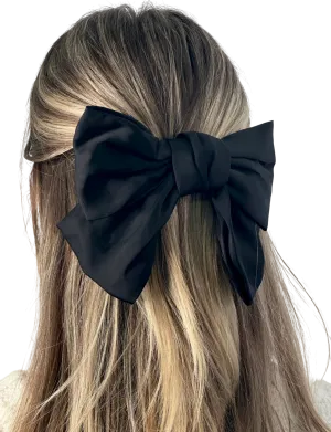 Anisa Sojka Black Silk Satin Oversized Hair Bow One Size