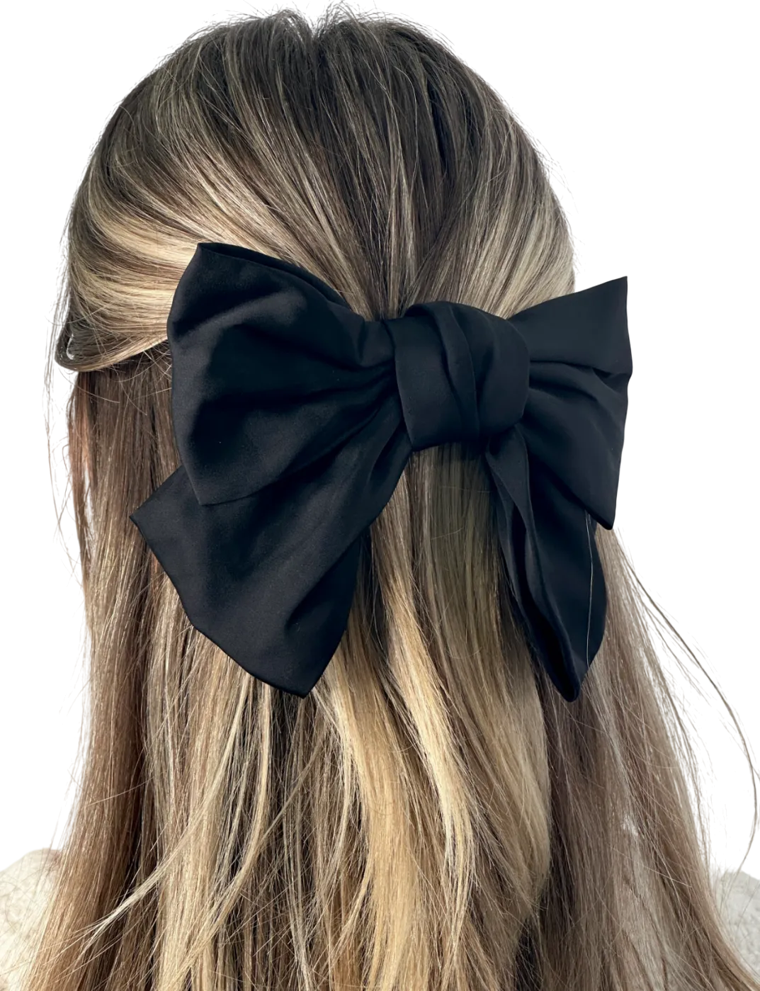 Anisa Sojka Black Silk Satin Oversized Hair Bow One Size