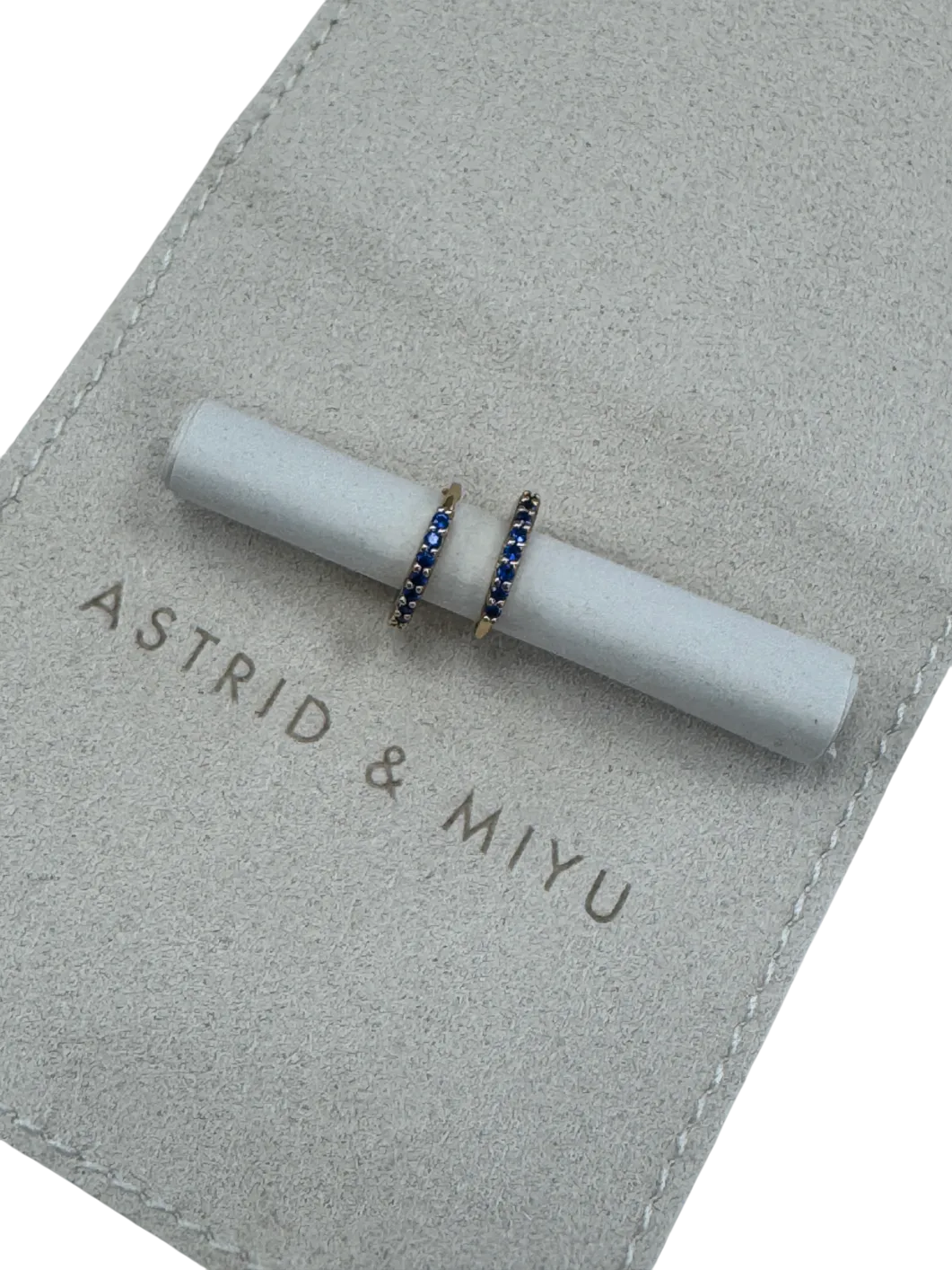 Astrid & Miyu Yellow 18k Gold Plated Silver Huggie Earrings With Sapphires