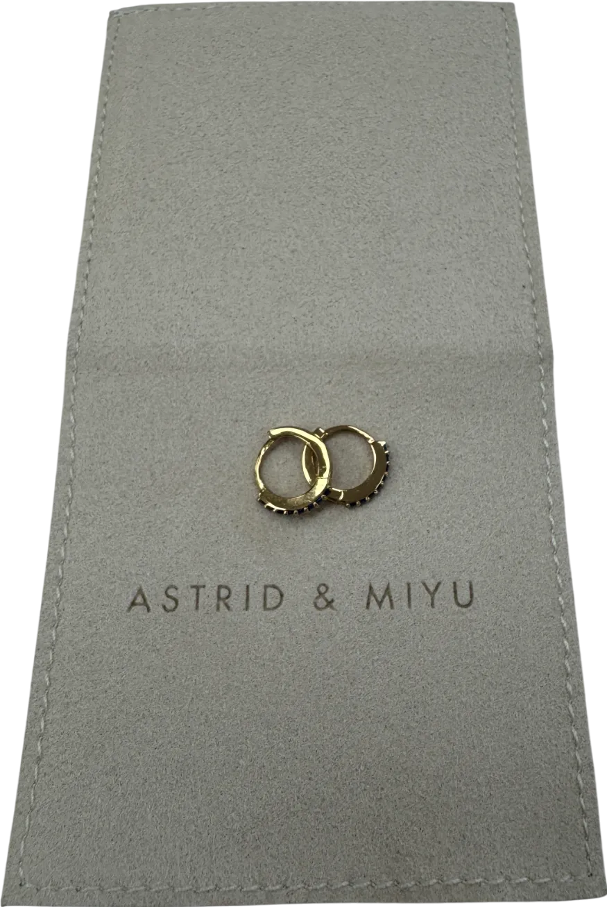 Astrid & Miyu Yellow 18k Gold Plated Silver Huggie Earrings With Sapphires