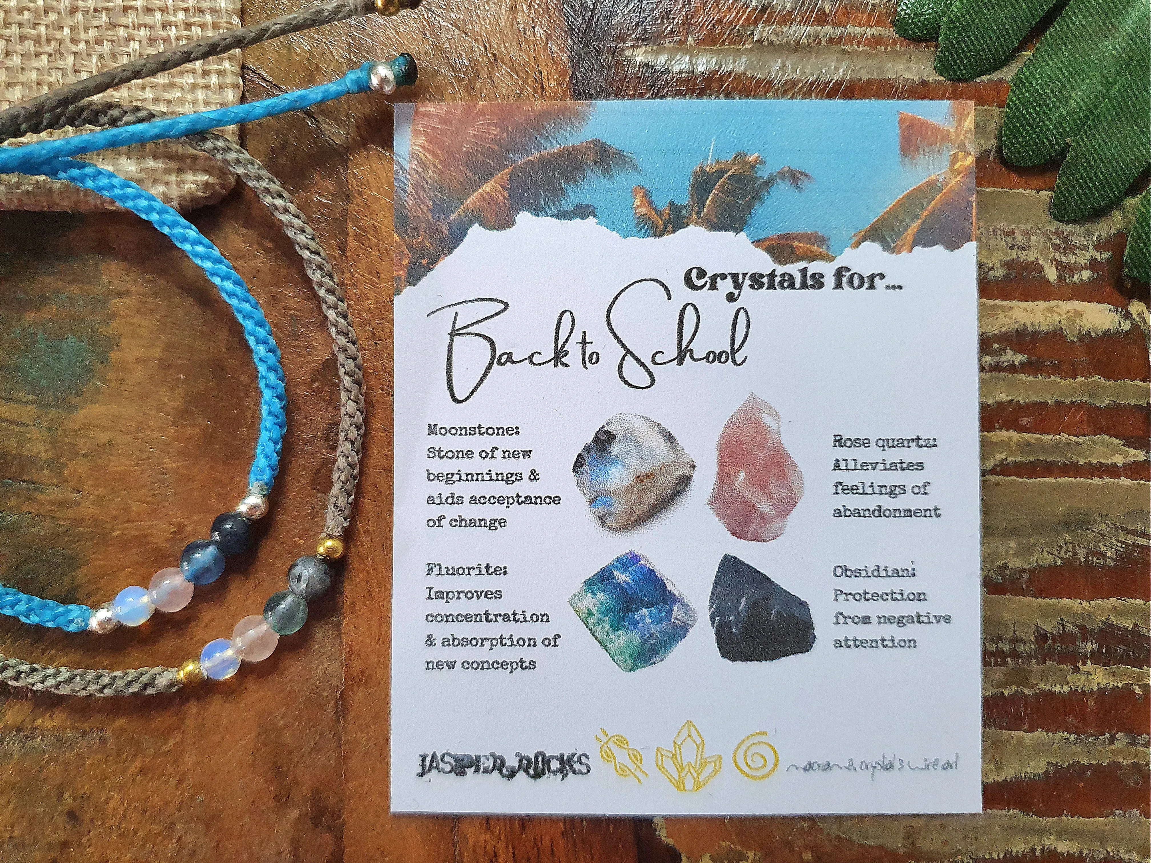Back to school gift, Crystals for students, pupils university collage, gift for new term semester, crystal bracelet for kids crystal starter