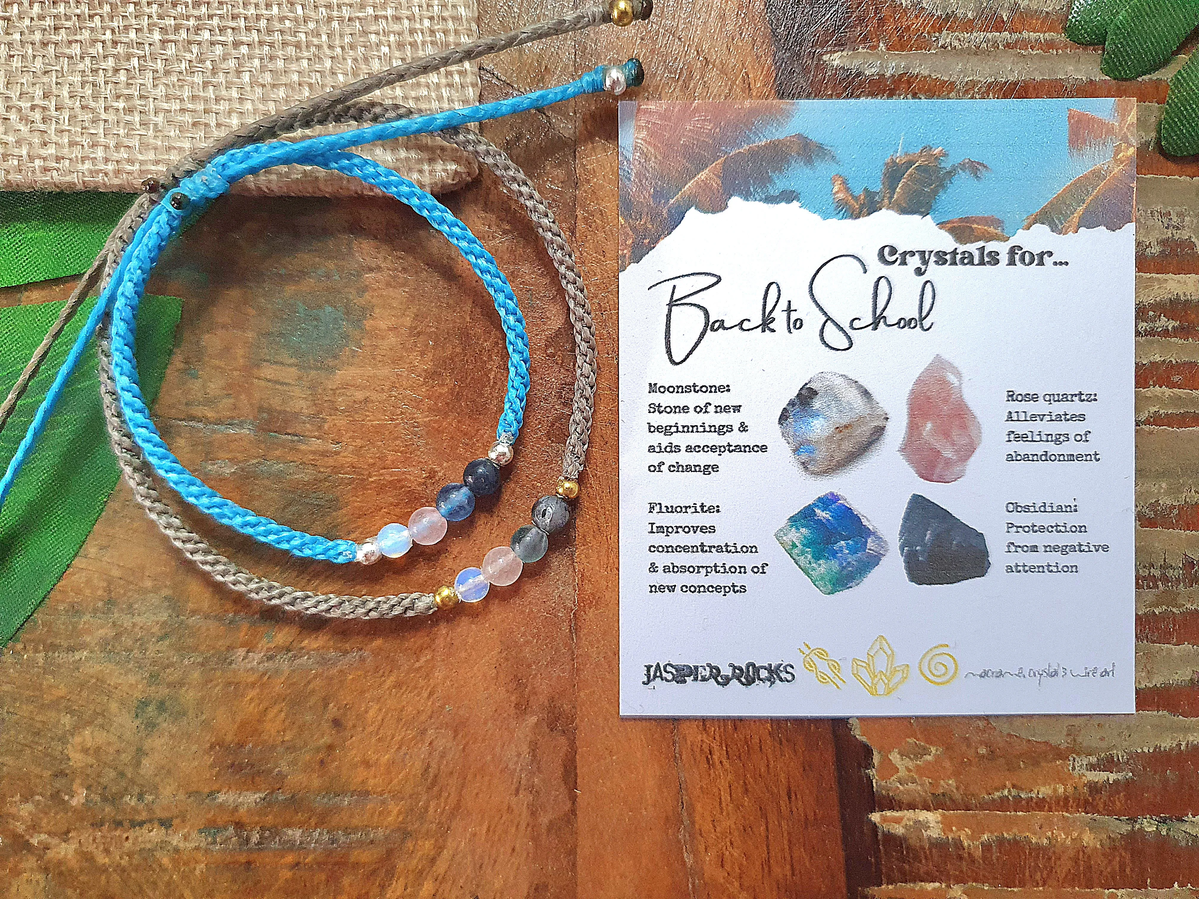 Back to school gift, Crystals for students, pupils university collage, gift for new term semester, crystal bracelet for kids crystal starter
