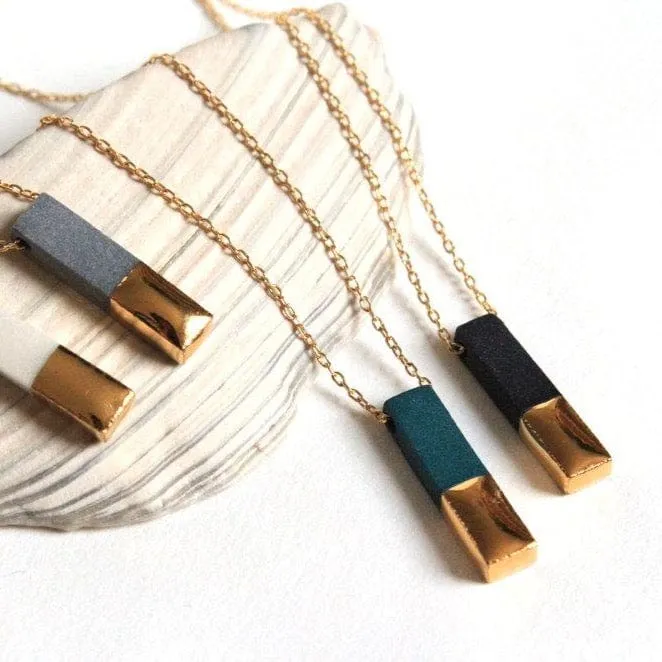 Black Gold Dipped Bar Necklace