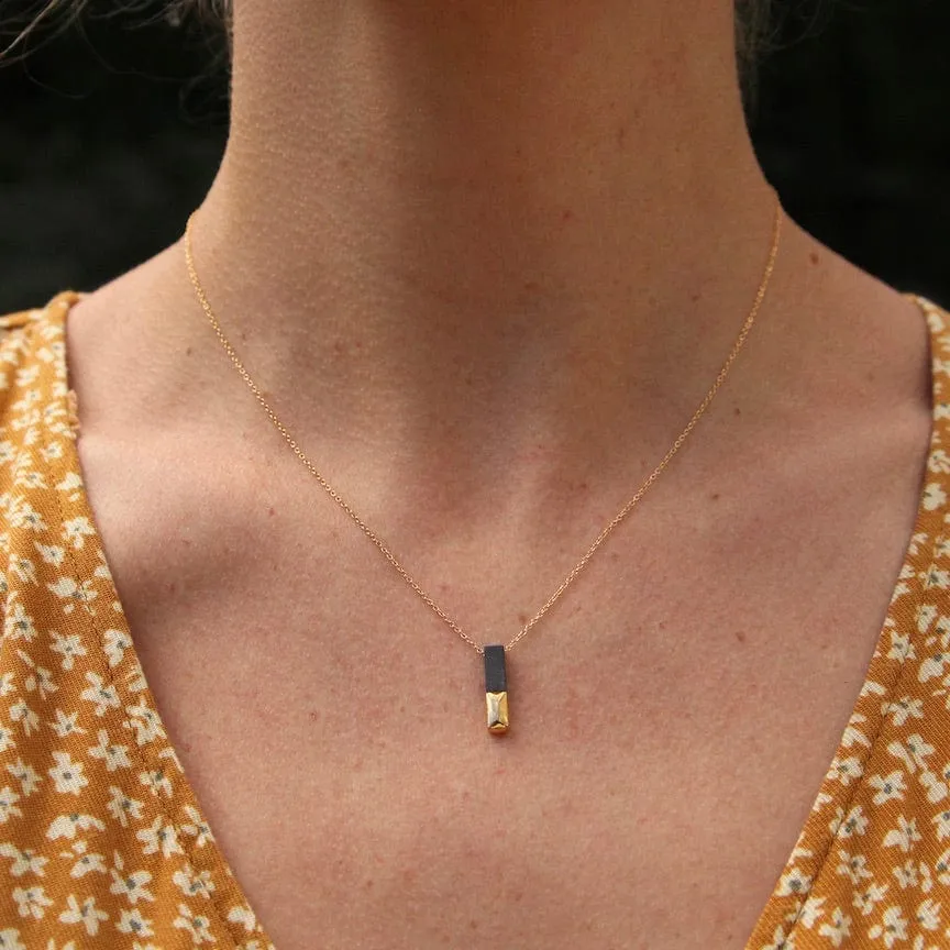 Black Gold Dipped Bar Necklace