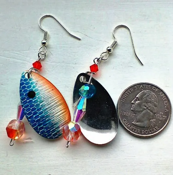 Blue Water Coral Indiana Blade Earrings