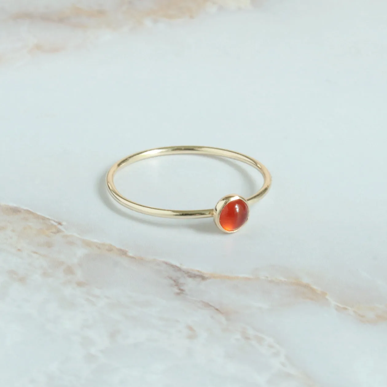 Carnelian Dainty Minimalist 4mm Ring