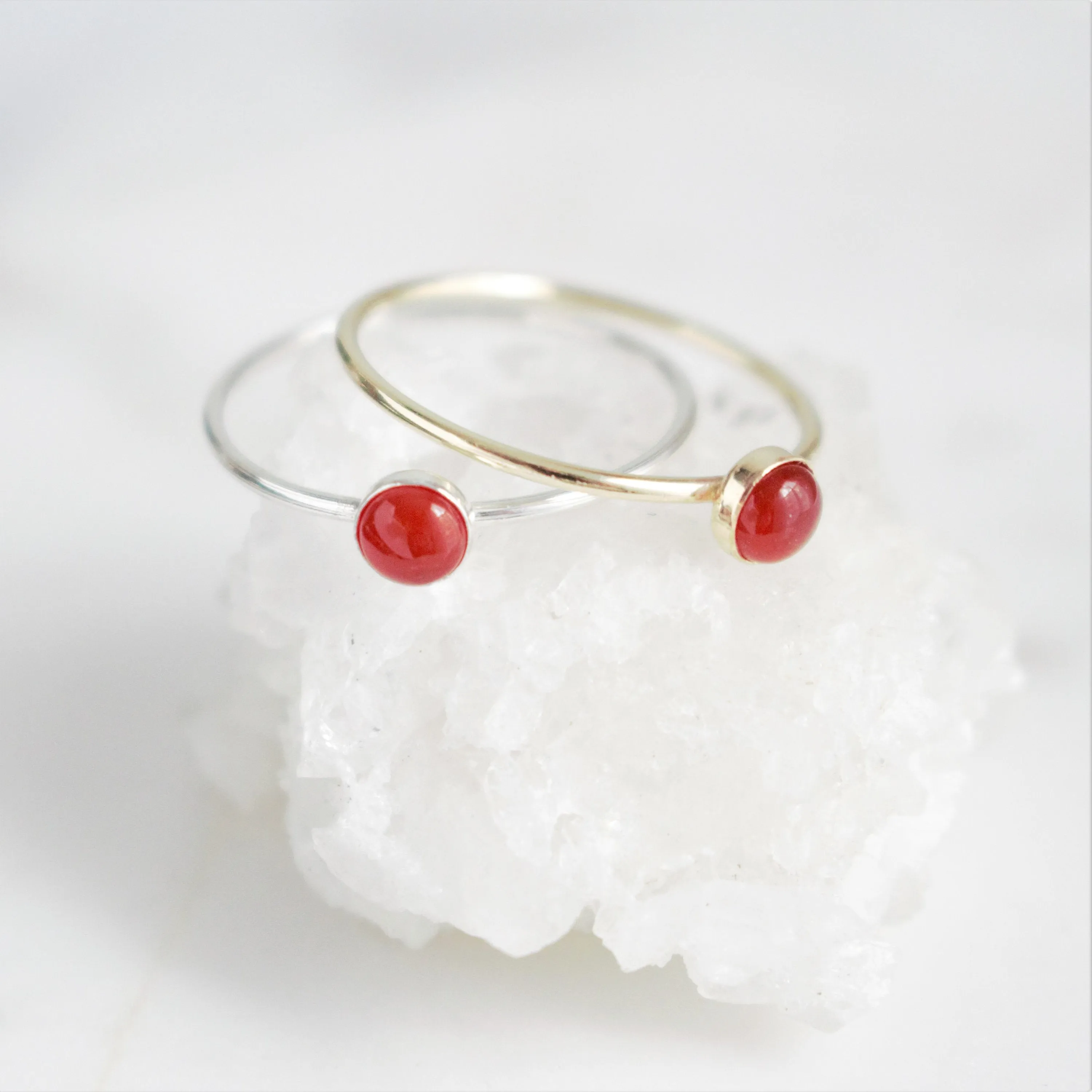 Carnelian Dainty Minimalist 4mm Ring