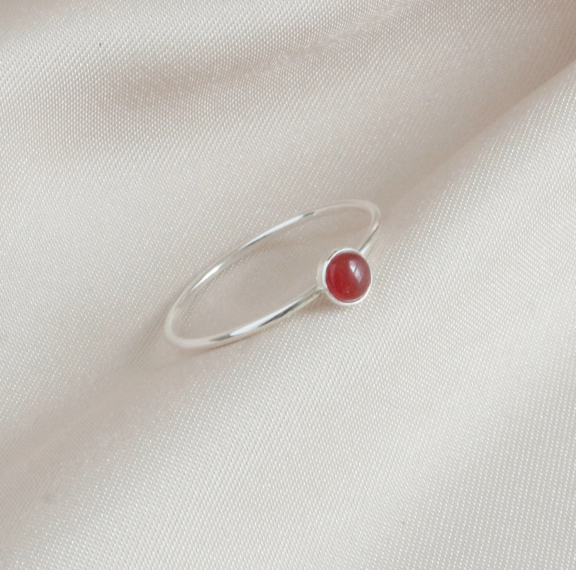 Carnelian Dainty Minimalist 4mm Ring