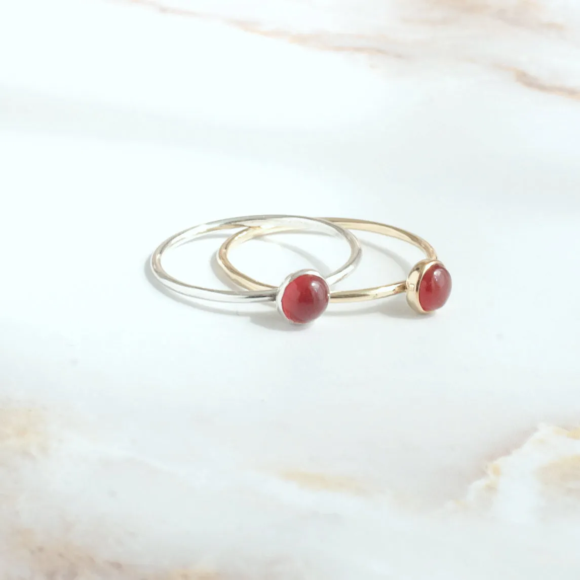 Carnelian Dainty Minimalist 4mm Ring