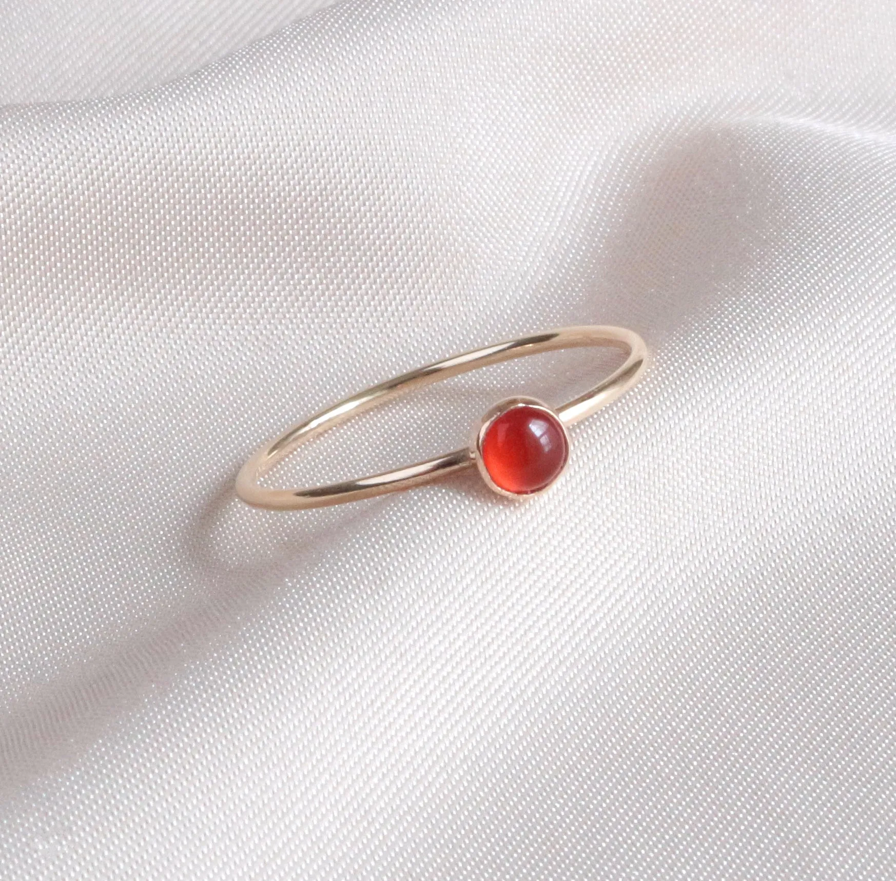 Carnelian Dainty Minimalist 4mm Ring