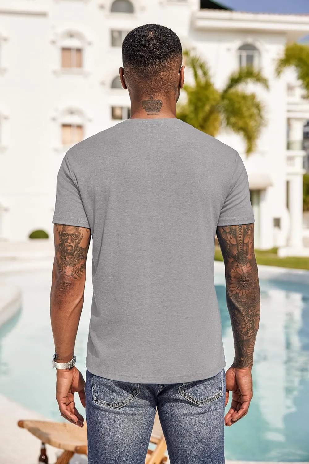 COOFANDY Men Casual Henley Shirt Short Sleeve Summer Basic T Shirt Pocket Soild Button Tee Top