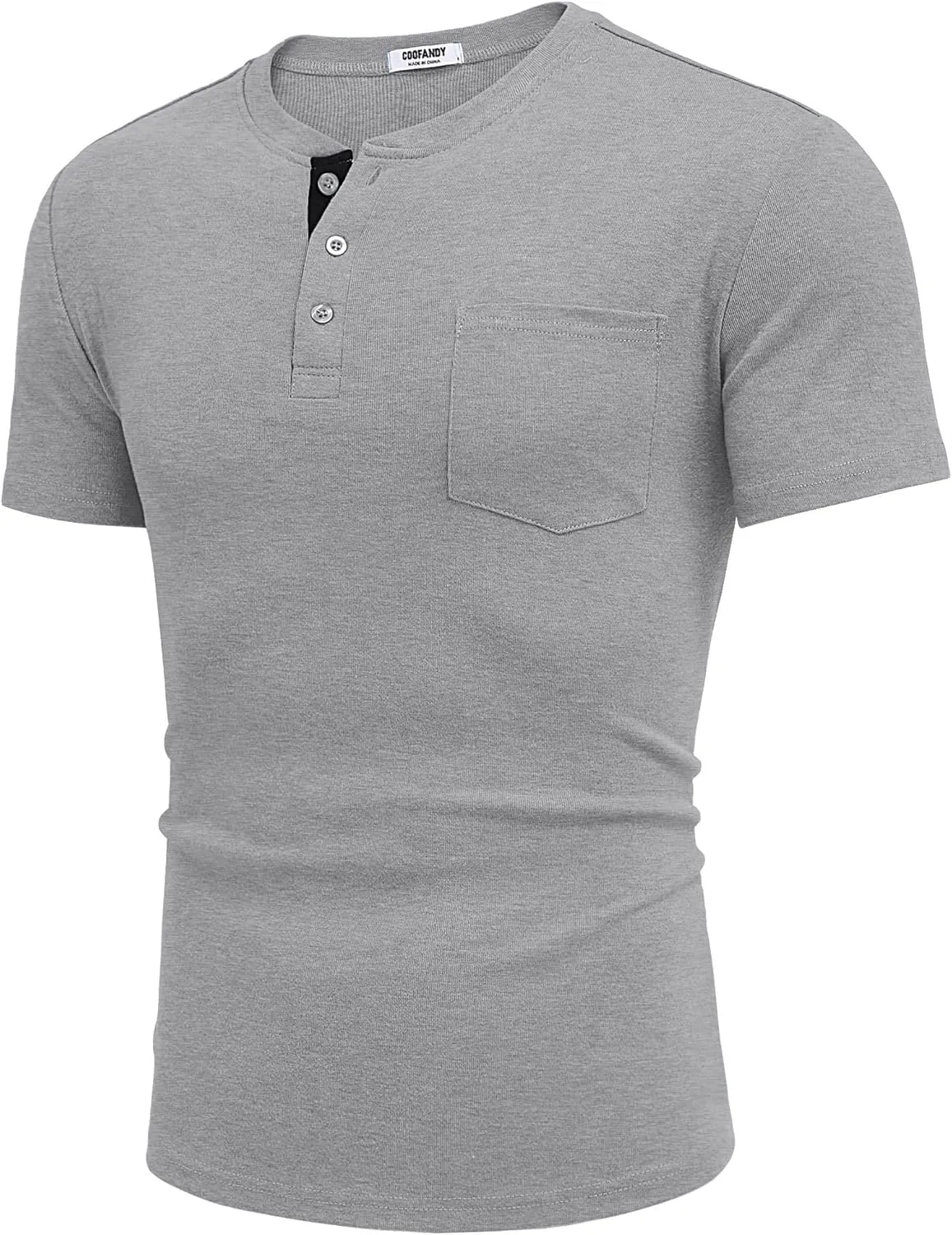 COOFANDY Men Casual Henley Shirt Short Sleeve Summer Basic T Shirt Pocket Soild Button Tee Top