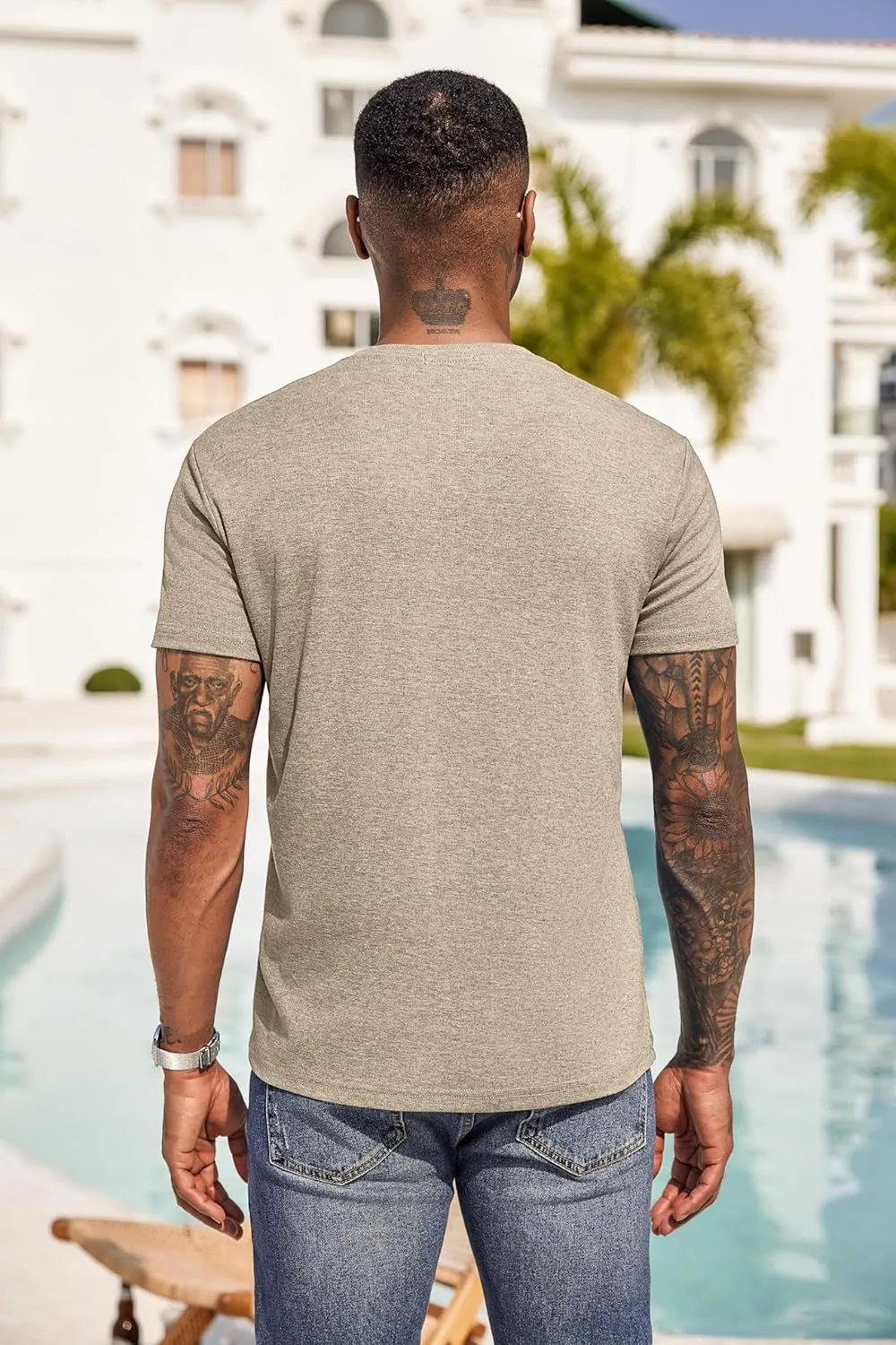 COOFANDY Men Casual Henley Shirt Short Sleeve Summer Basic T Shirt Pocket Soild Button Tee Top