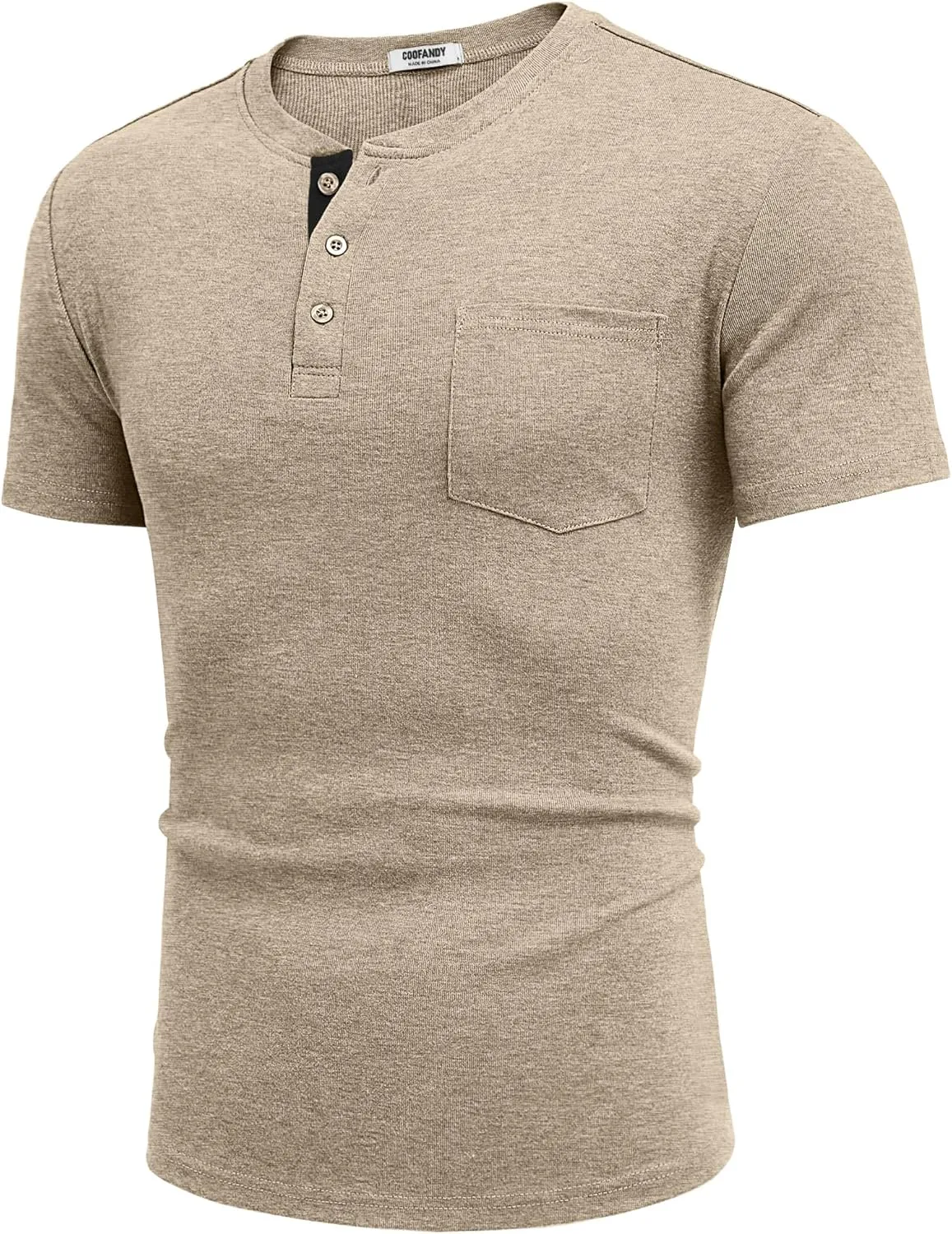 COOFANDY Men Casual Henley Shirt Short Sleeve Summer Basic T Shirt Pocket Soild Button Tee Top