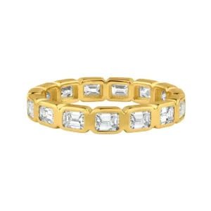 Diamond Emerald Cut Bezel Set Eternity Band Ring