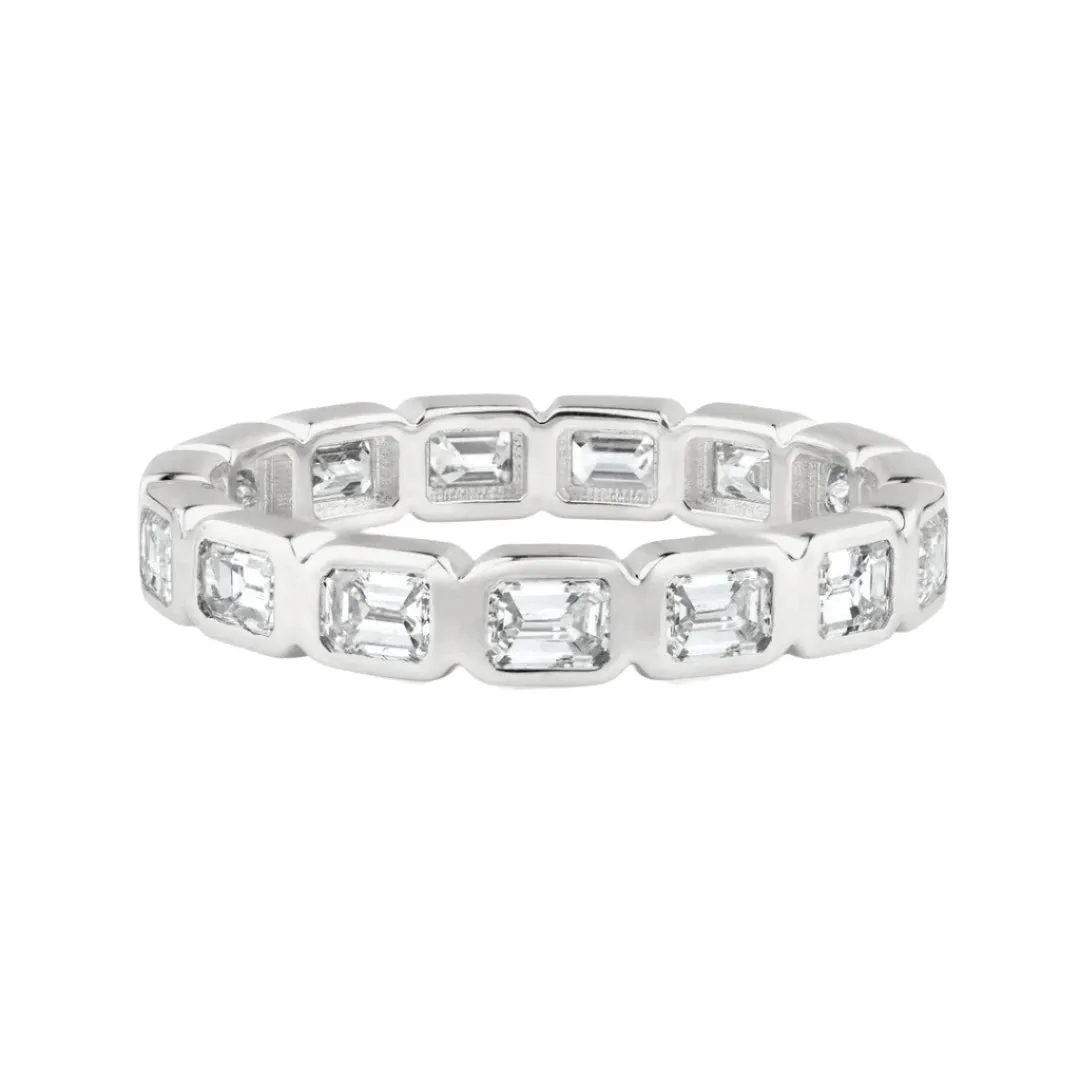 Diamond Emerald Cut Bezel Set Eternity Band Ring