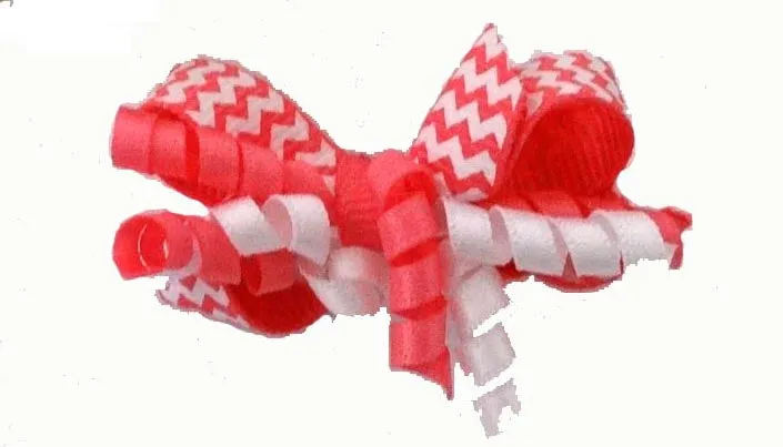 Dog Hair Accessories- Hot Pink   White Chevron Party Bow