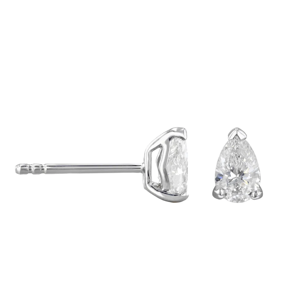 Everyday Diamonds 0.64ct Lab-Grown Pear Cut Solitaire Stud Earrings | 18K White Gold