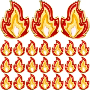 Fire Flame Enamel Lapel Pins Bulk Set Fire Hard Enamel Pins Red Gold Flame Pins Fire Flame Accessories for Clothes Hats Jackets Backpacks DIY Suitable for Men Women Adults Gifts