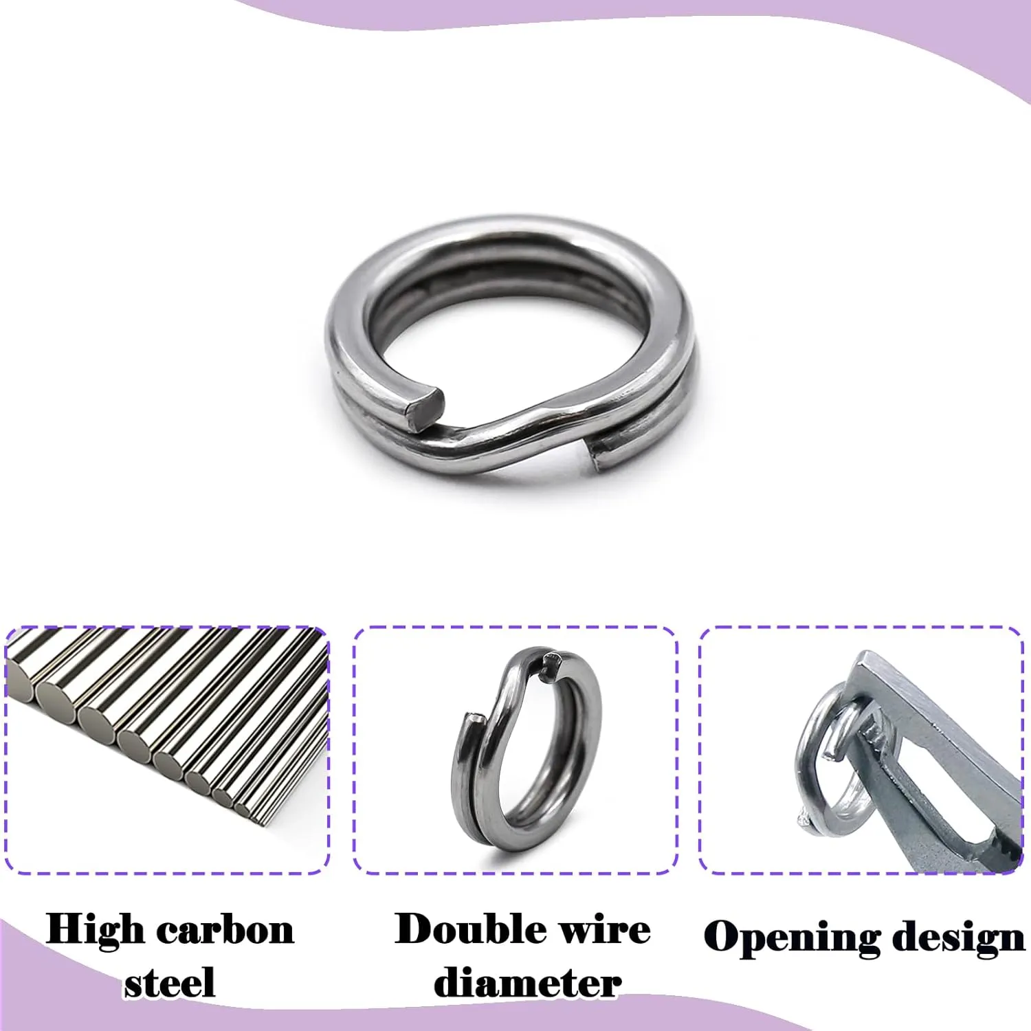 Fishing Split Rings - 99/100Pcs Stainless Steel Lure Ring for Link Fishing Hooks Heavy Duty Saltwater Terminal Tackle Connector