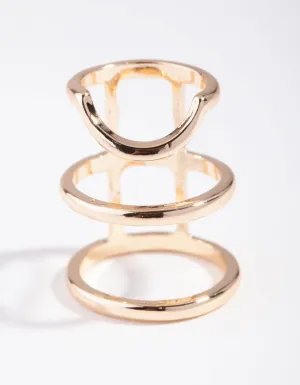 Gold Chunky Layered Nail Ring