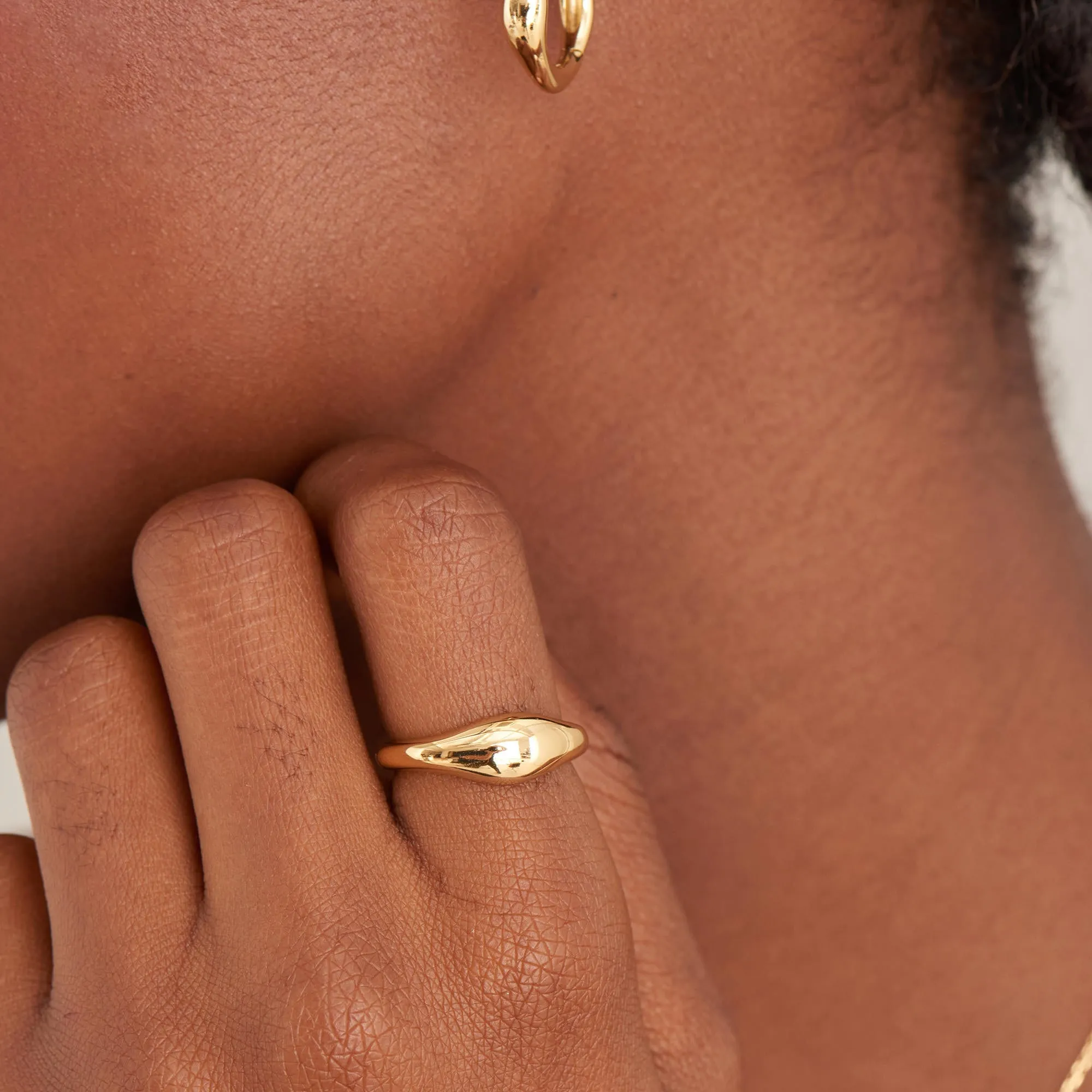 Gold Wave Adjustable Ring 