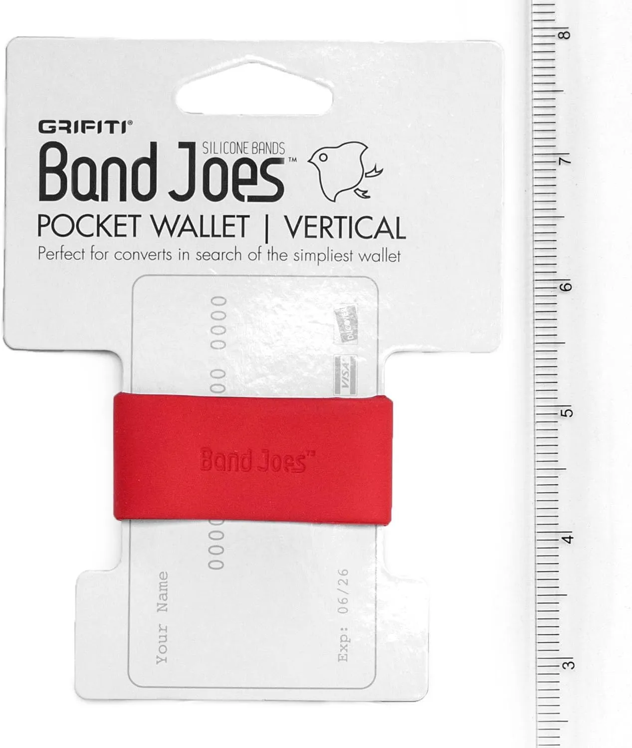 GRIFITI Band Joes Pocket Wallet Replacement Super Slim Profile Colorful Silicone Rubber Bands Money Wide Strap Grip Clip Siliconebands for Credit Card, License, Cash Holder