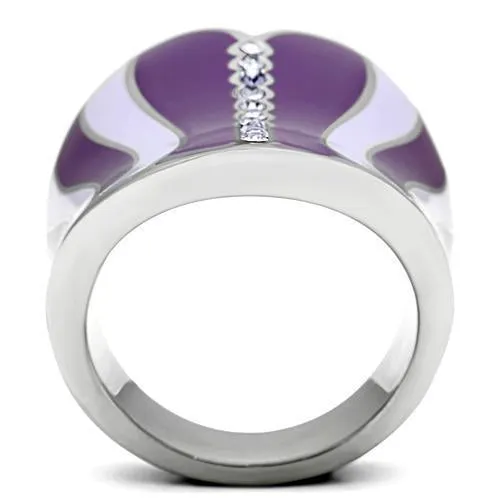High polished (no plating) Stainless Steel Ring with Top Grade Crystal in Sea Blue for Women Style TK262