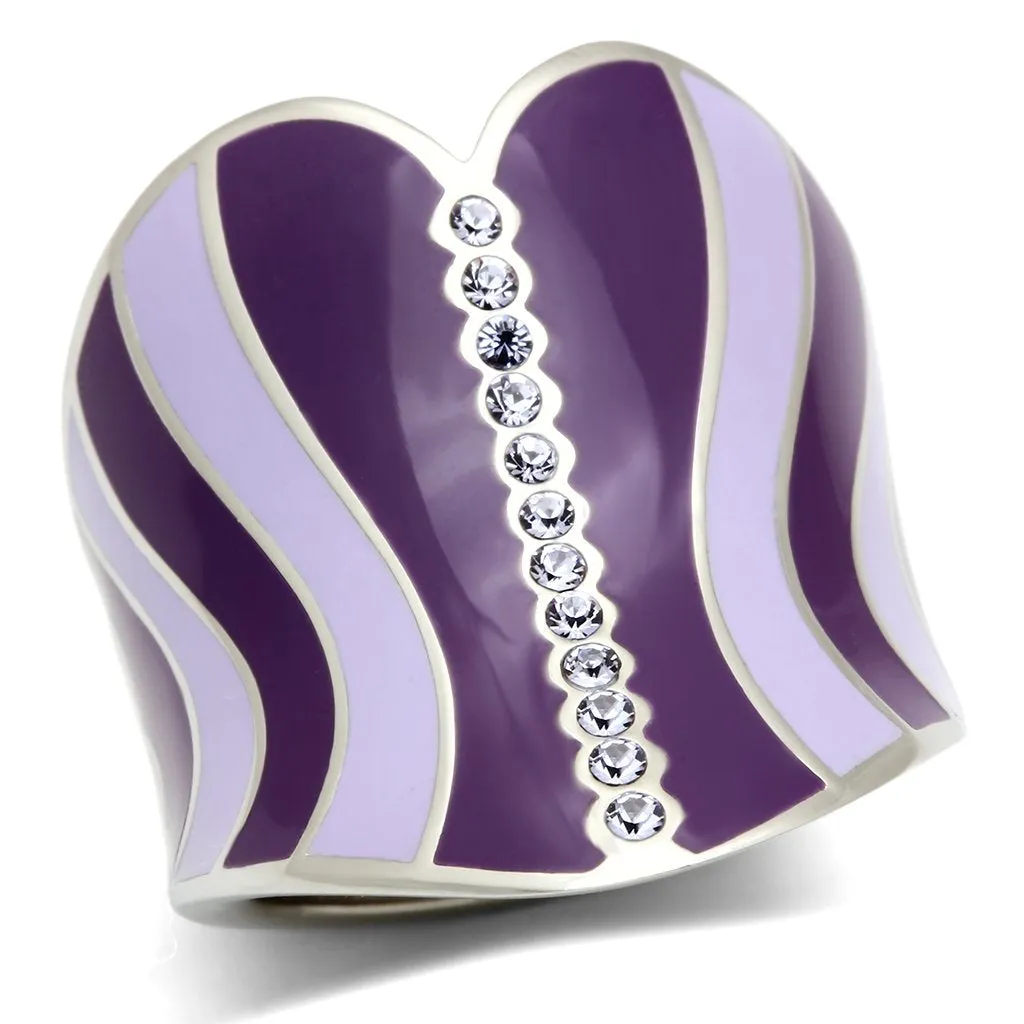 High polished (no plating) Stainless Steel Ring with Top Grade Crystal in Sea Blue for Women Style TK262