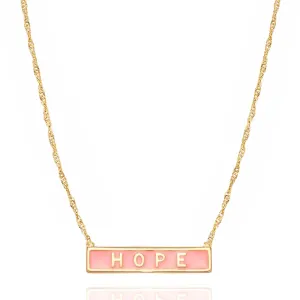 Hope Bar Necklace in Pink