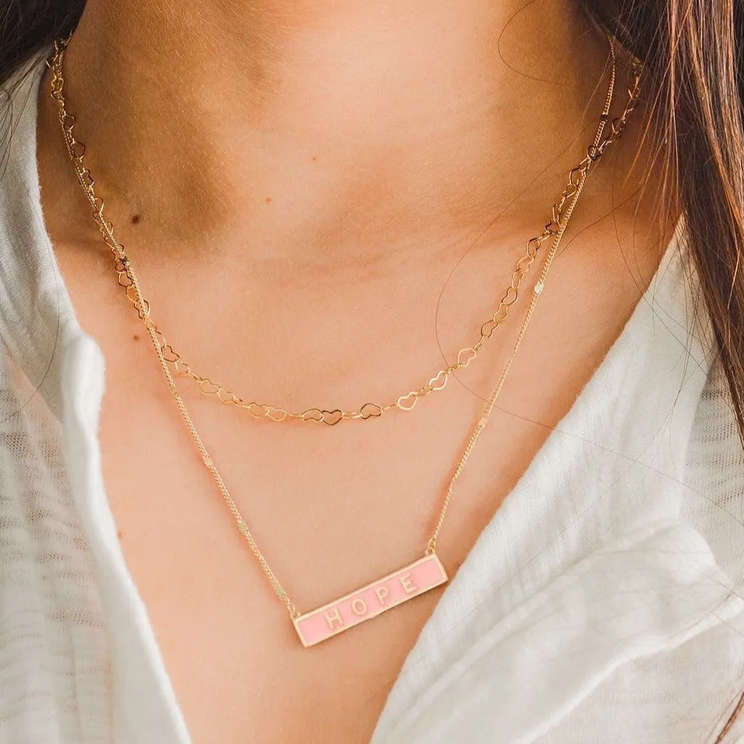 Hope Bar Necklace in Pink