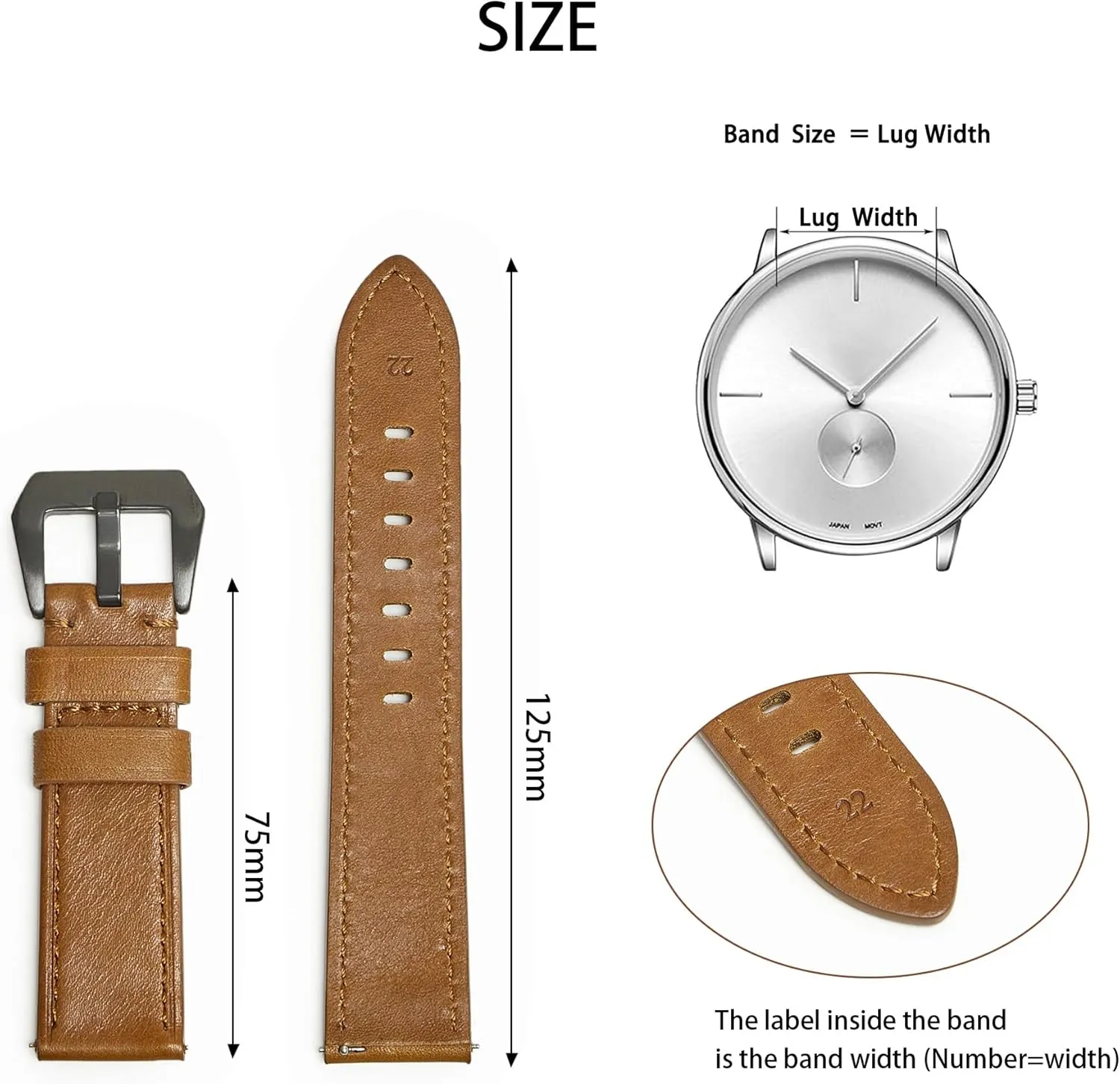 Jeereal Leather Watch Bands | Leather Watch Straps for Men Women- 18mm 20mm 22mm 24mm