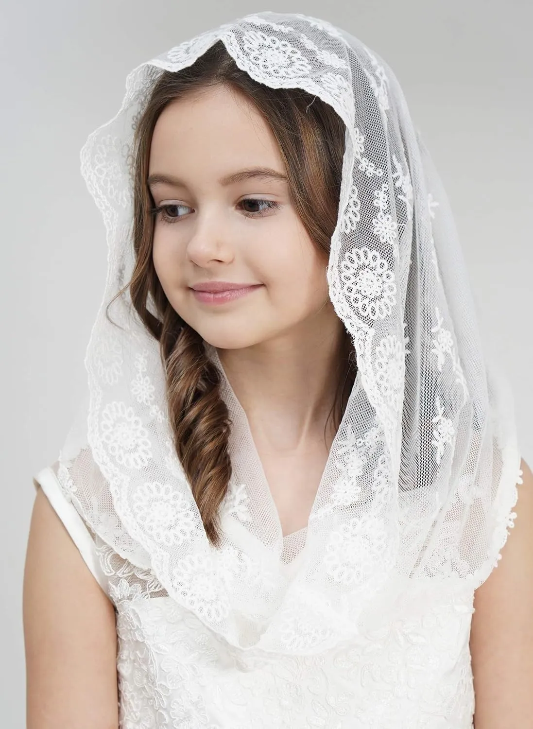 Lace Headcovering for Girls Church Mantilla Veils for Girl Lace Head Cover V87