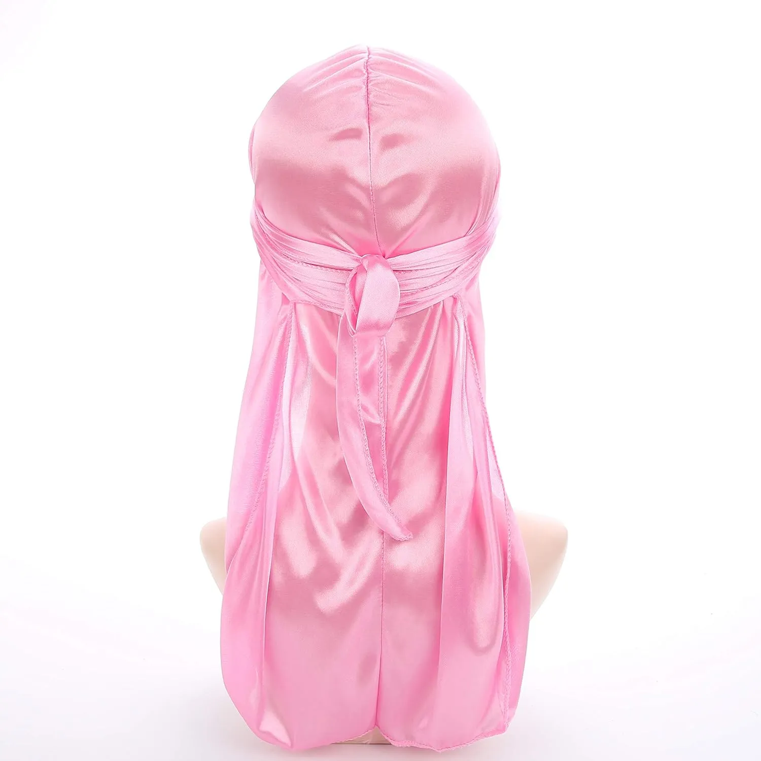 Men Women Durag Extra Long-Tail Headwraps Silky Satin Pirate Cap Bandana Hat for 360 Waves