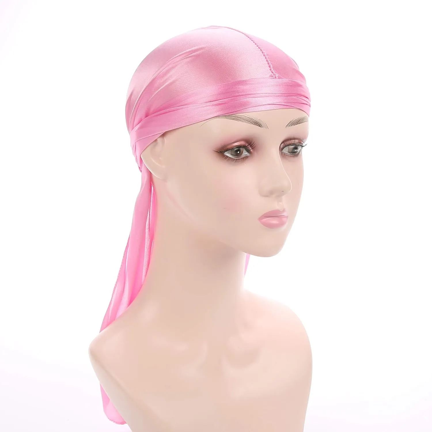 Men Women Durag Extra Long-Tail Headwraps Silky Satin Pirate Cap Bandana Hat for 360 Waves
