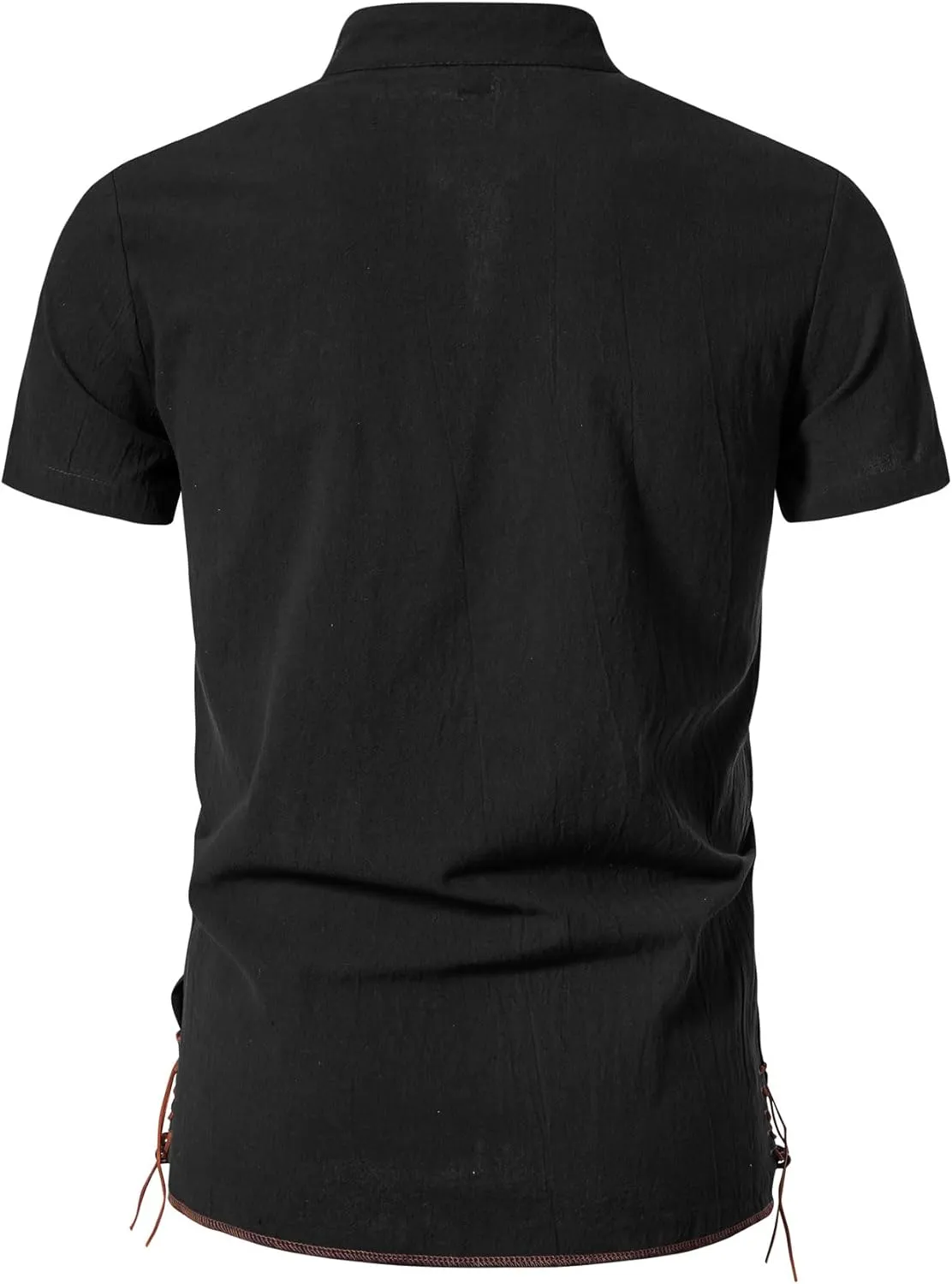 Men's Pure Cotton Vintage Short Sleeve Lace Up Shirts for Renaissance Pirate Viking Medieval Costume