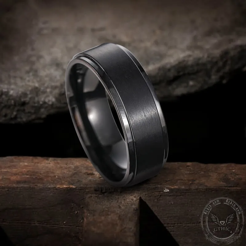 Minimalist Black Color Titanium Band Ring