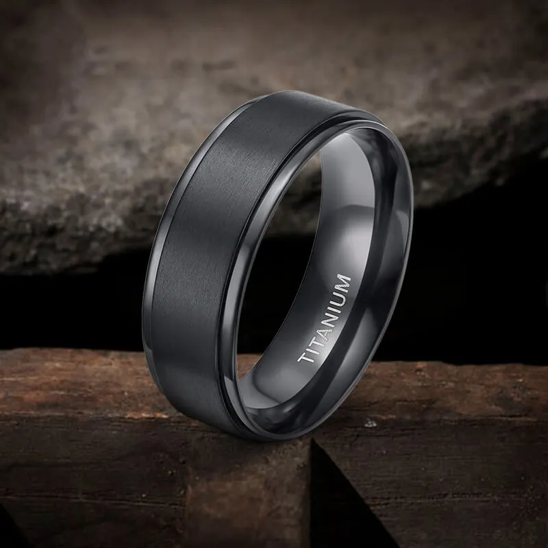 Minimalist Black Color Titanium Band Ring