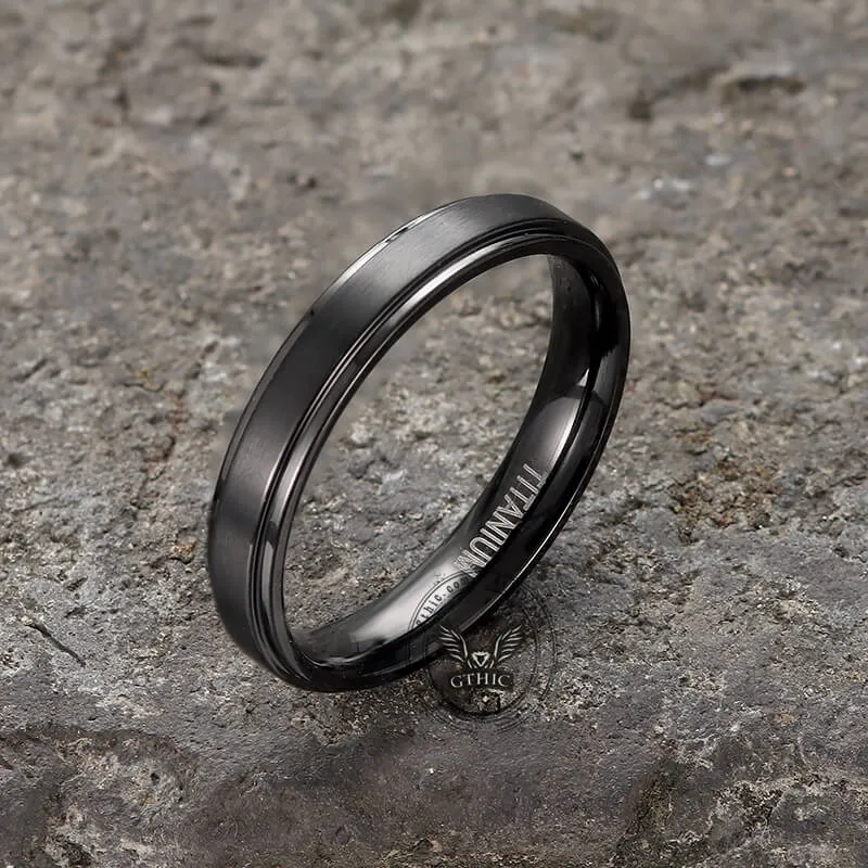 Minimalist Black Color Titanium Band Ring