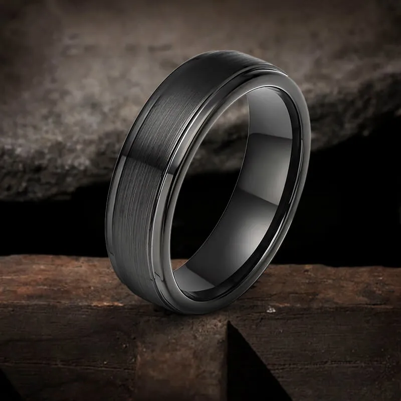 Minimalist Black Color Titanium Band Ring