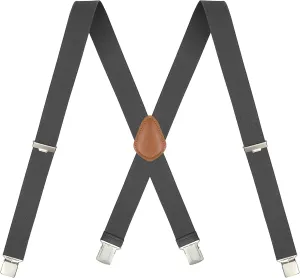 Moulen Men's X-Back 1.4 Inches Wide Heavy Duty Clips Adjustable Suspenders
